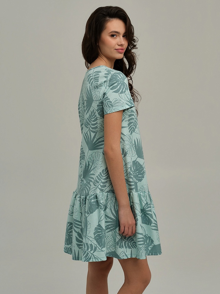 Платье из хлопка Kira Мята/Листья_10571