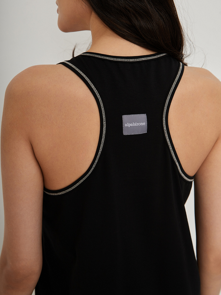 Сорочка майка на широкой бретели с принтом  Medea Черный_12914