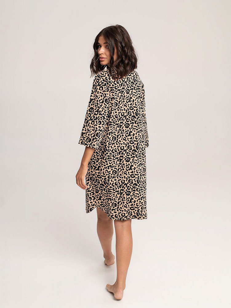Халат-рубашка из хлопка Slow beauty Леопардовый_12303