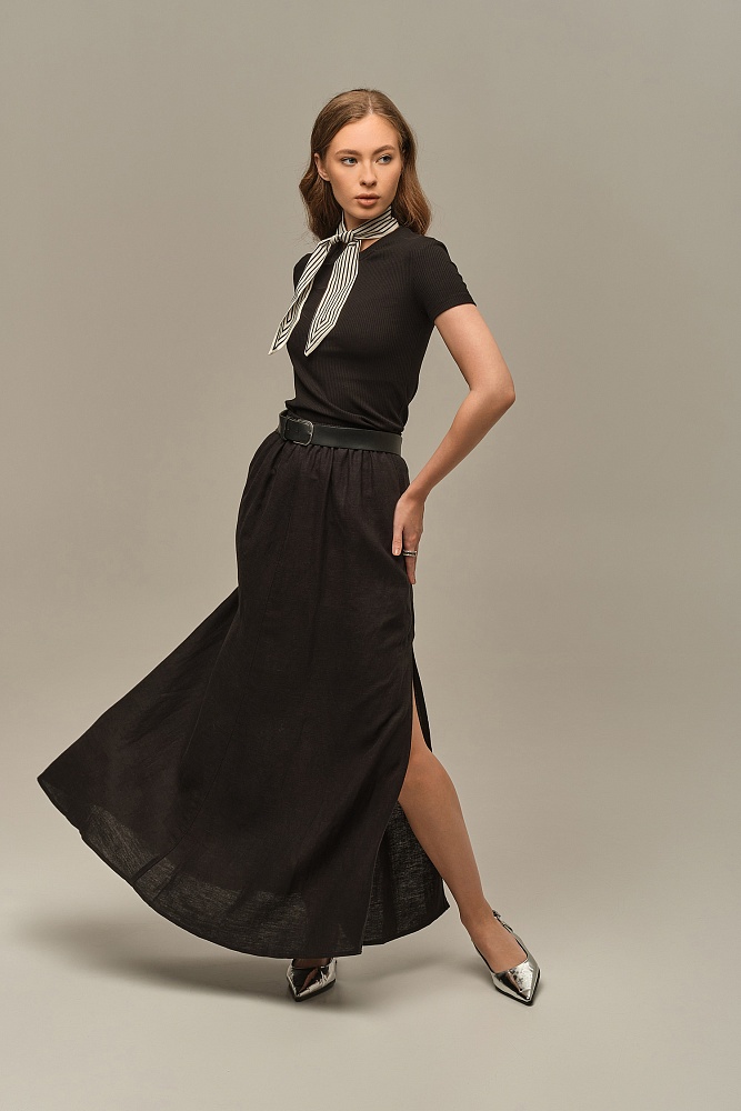 Футболка трикотажная в рубчик Flat Черный_16002