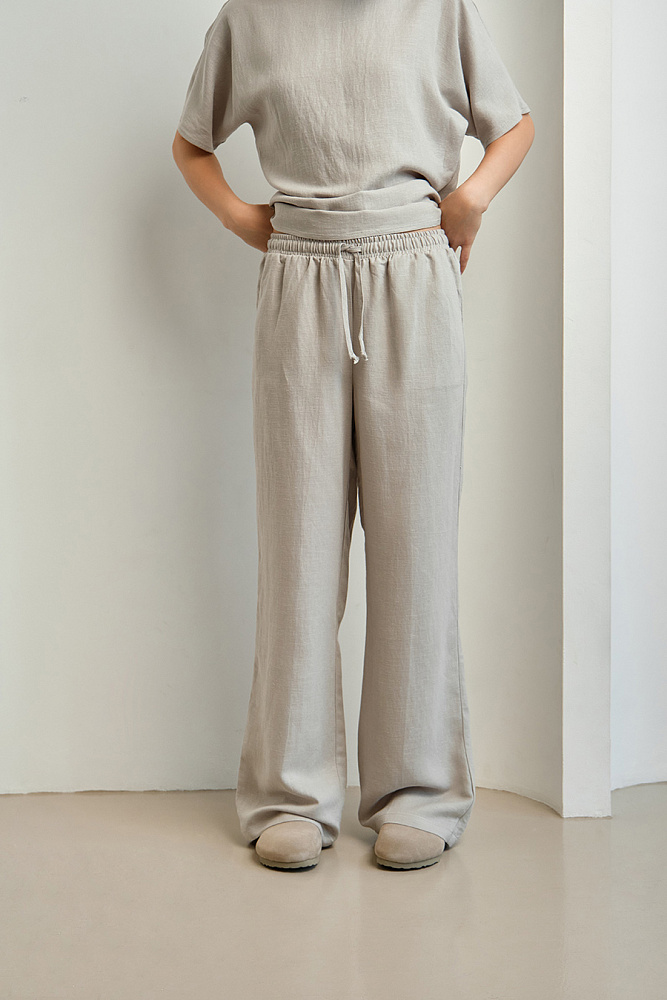 Прямые брюки изо льна Sonet Светло-серый_15000