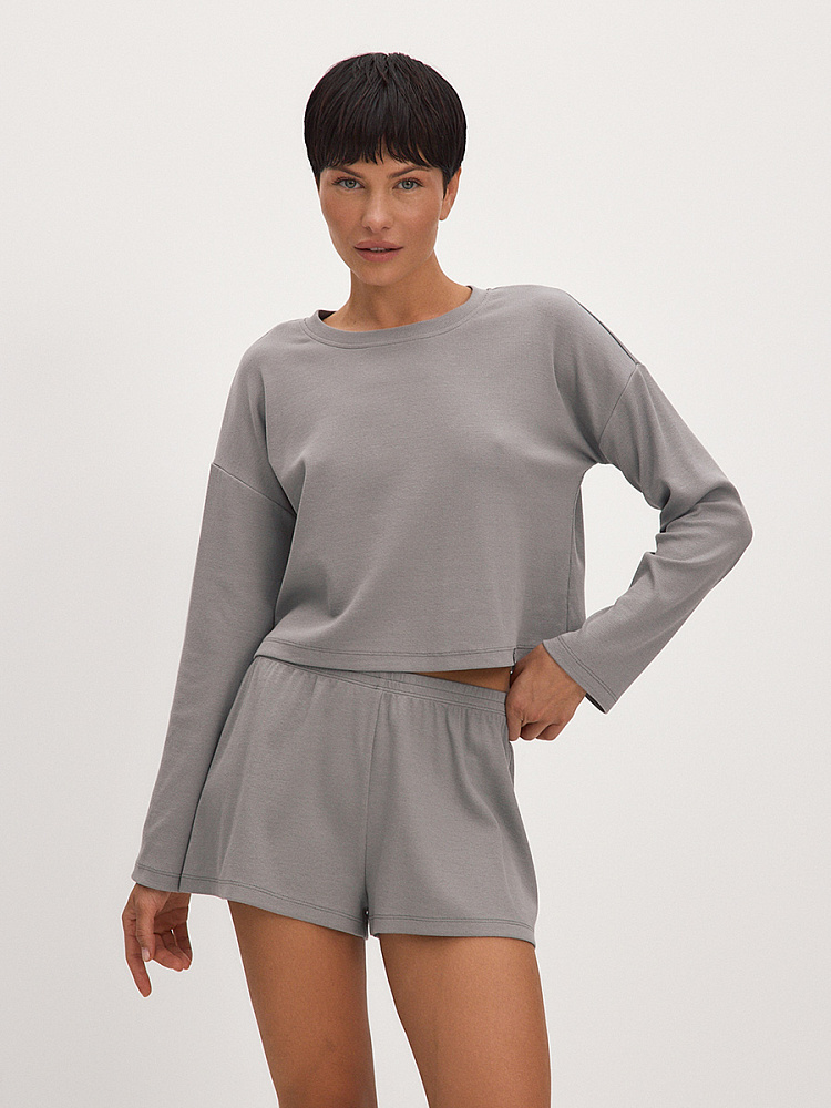 Пижама трикотажная, комплект из рубчика Basic Темно-серый_13313