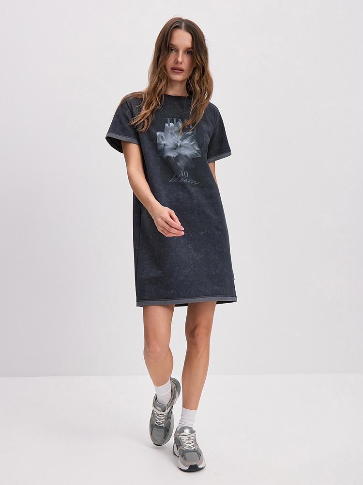 Платье из футера 2х нитки  Urban chic Серый туман_14189