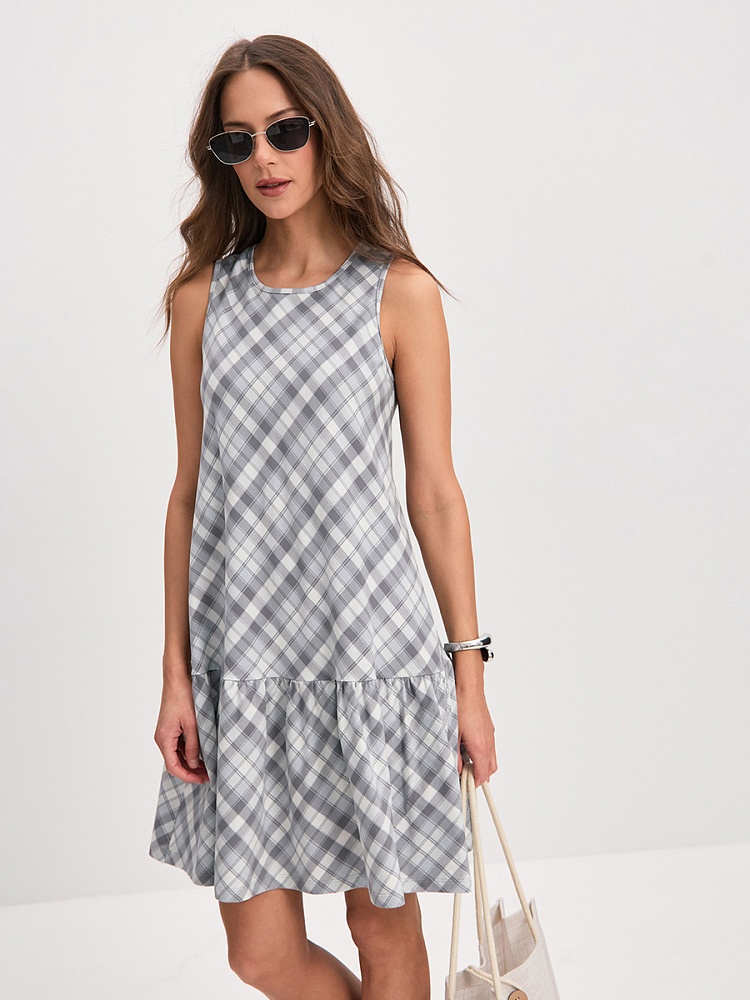 Платье из хлопка Kira Клетка/Серый_16283