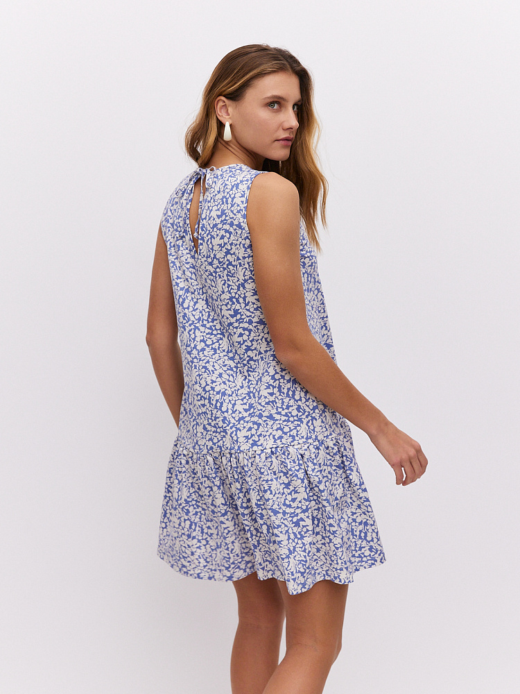 Платье из хлопка Kira Цветы на голубом_10692