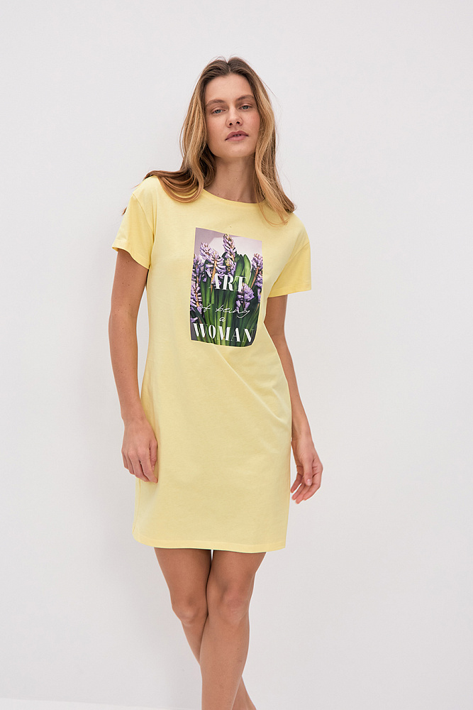 Платье из хлопка Color Print Желтый/Гиацинт_14295