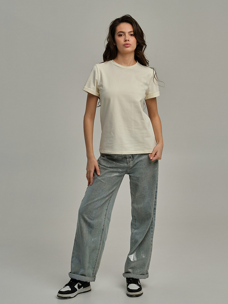 Футболка из эластичного хлопка Nelly Молочный_11105