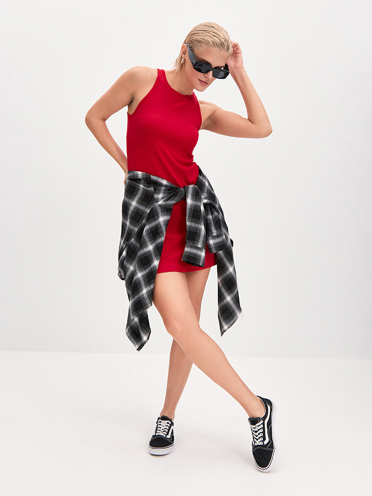 Платье в рубчик Basic Красный_13639