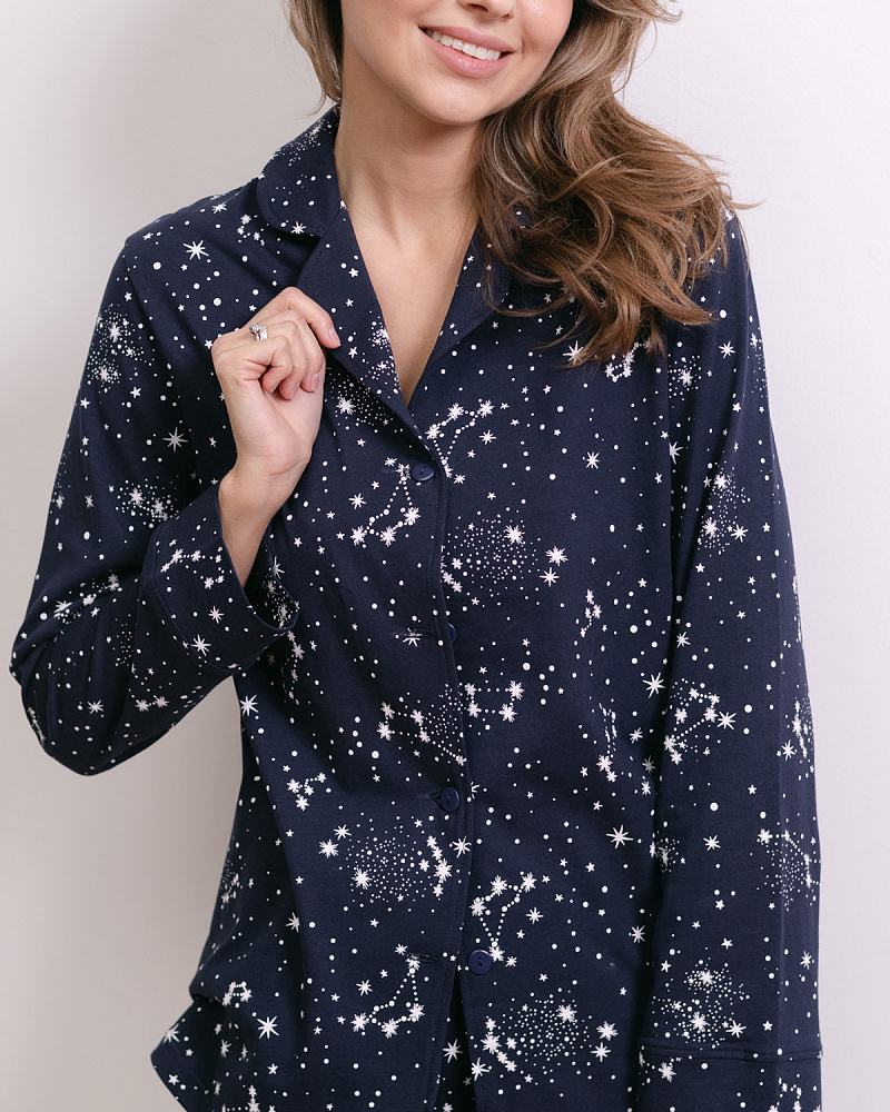 Рубашка с длинным рукавом из хлопка Slow beauty Созвездия_4207