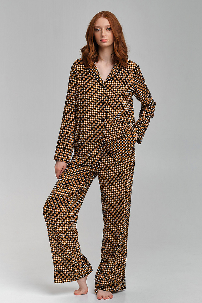 Прямые брюки из струящегося штапеля   Pretty Геометрия_9076