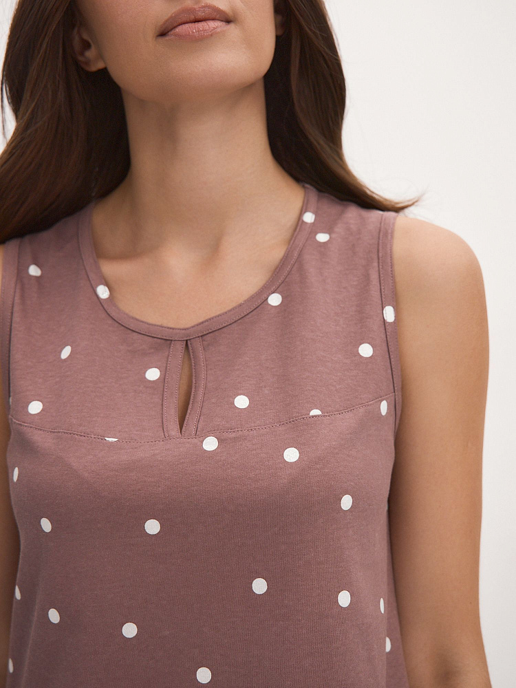 Сорочка из хлопка Cozy time Какао/Горох_12020