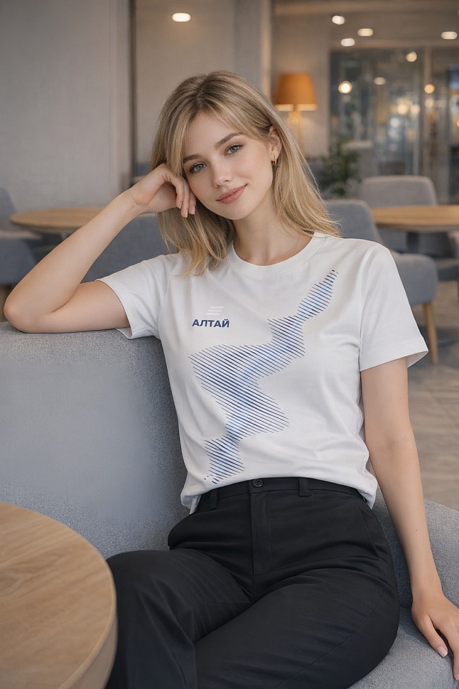 Футболка из хлопка с лайкрой унисекс ВТБ Алтай Белый_18499