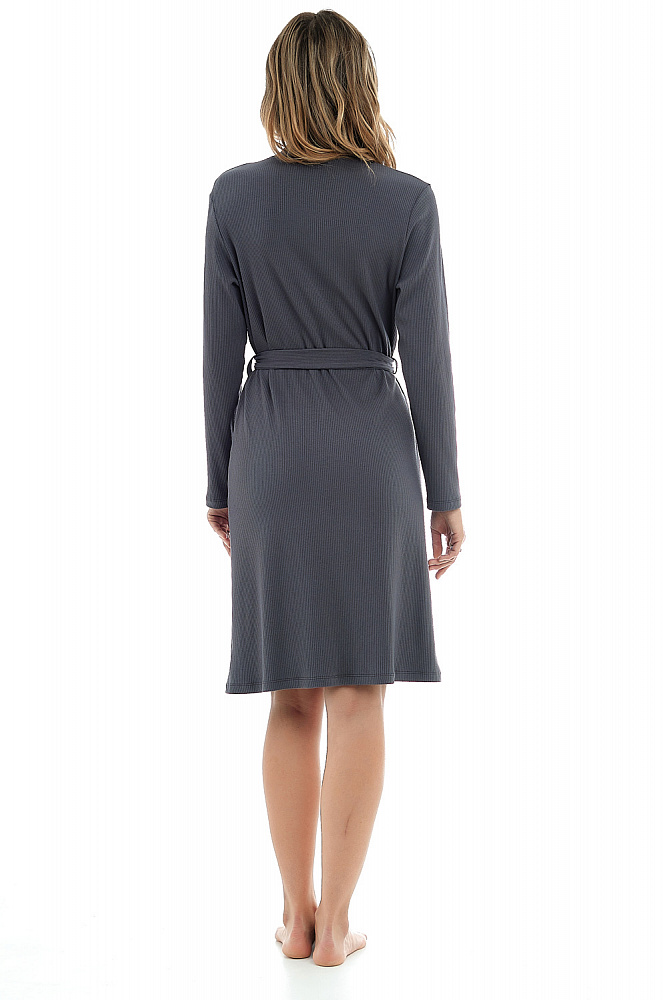 Халат серый трикотажный в рубчик Графит Flat_7917