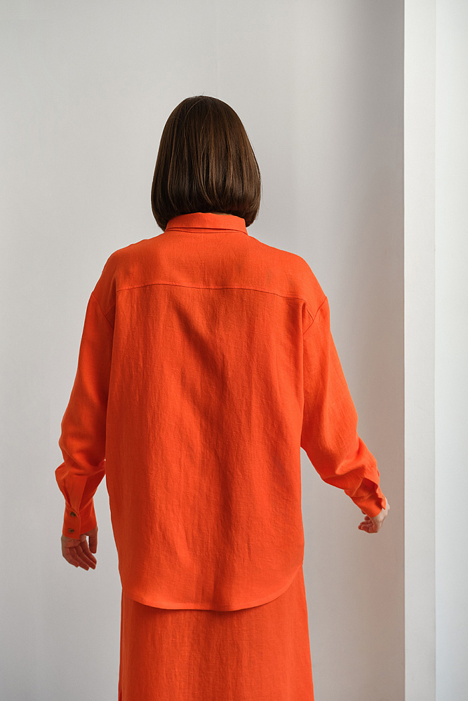 Рубашка оверсайз изо льна с длинным рукавом Sonet Оранжевый_14974