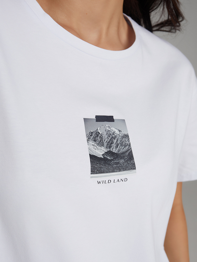 Футболка из эластичного хлопка с принтом Bloom Белый/Mini_10403