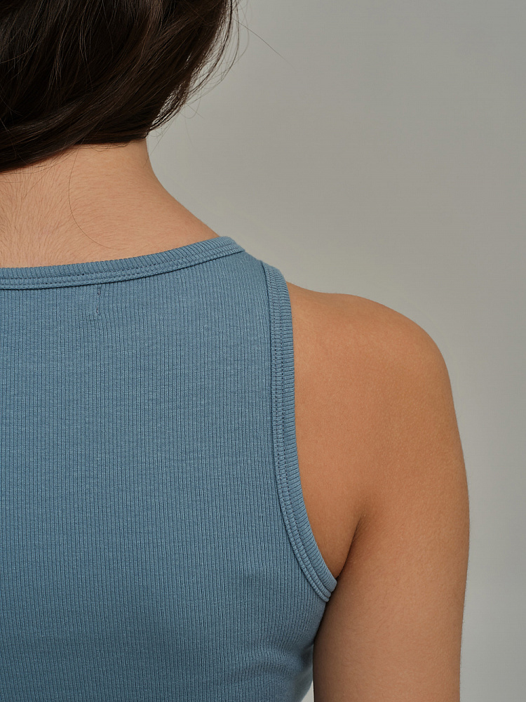 Пижама трикотажная из рубчика, комплект Basic Дымчато-голубой_10984