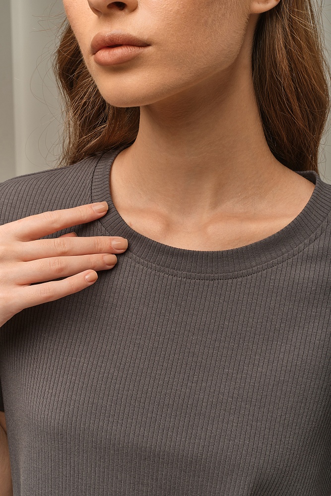 Футболка трикотажная в рубчик Flat Графит_16036