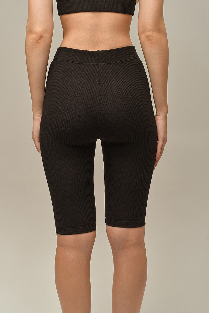 Велосипедки трикотажные в рубчик Flat Черный_15832