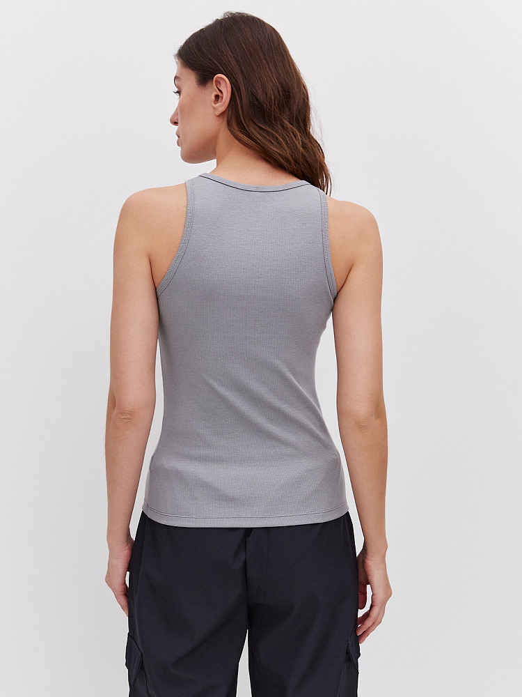 Майка Американка трикотажная в рубчик Basic Темно-серый_10862