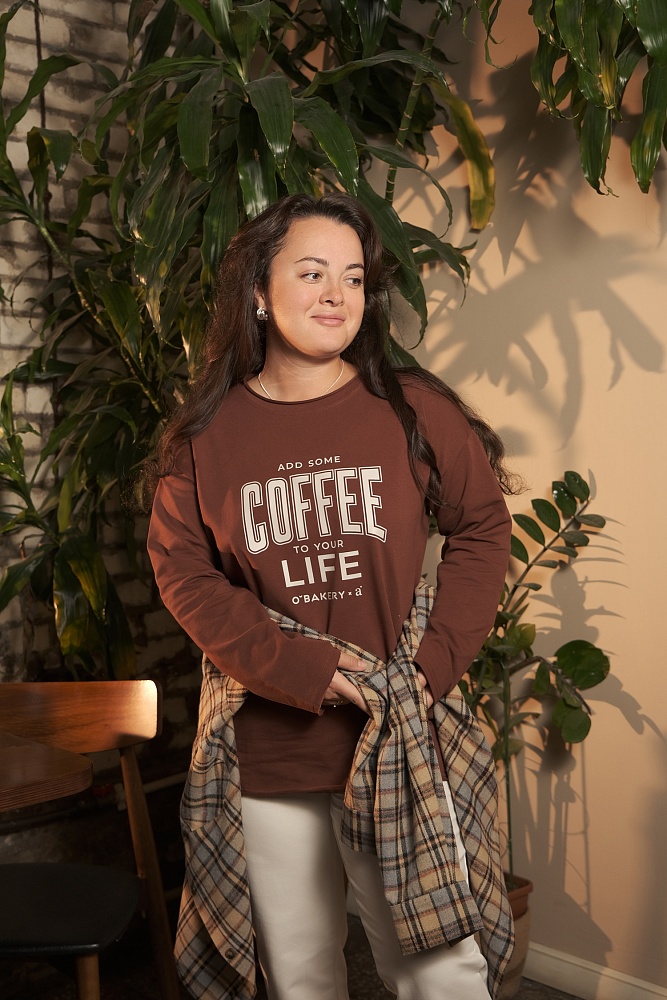 Лонгслив из эластичного хлопка Espresso Коричневый/Life _16462