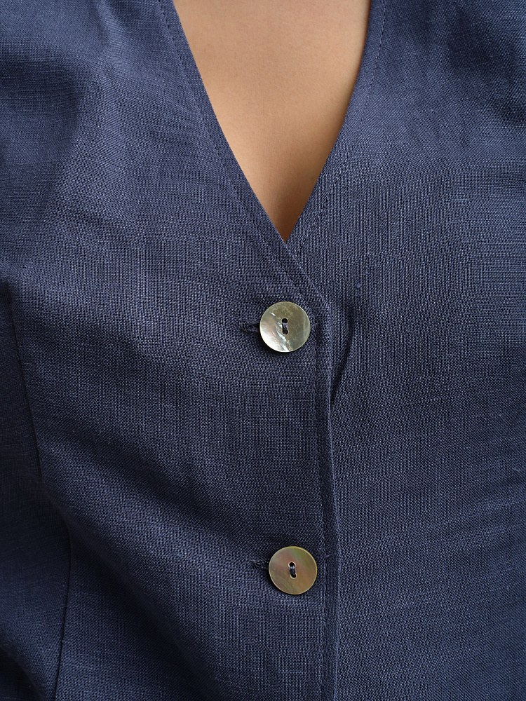 Жилет изо льна Sonet Дымчато-синий_9794