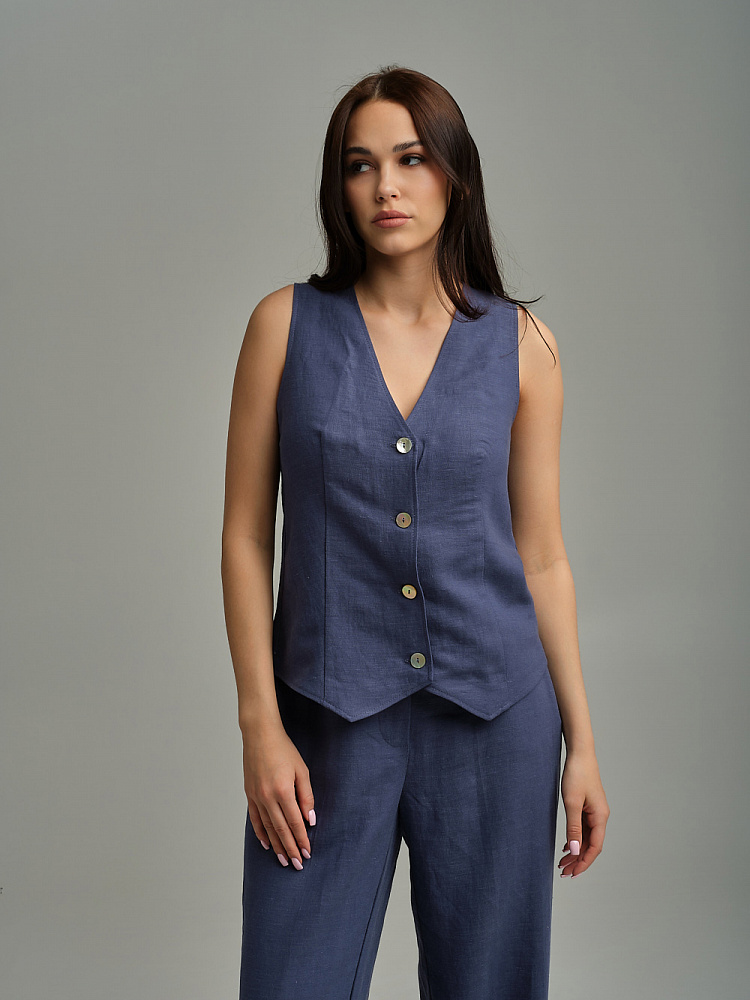 Жилет изо льна Sonet Дымчато-синий_9793