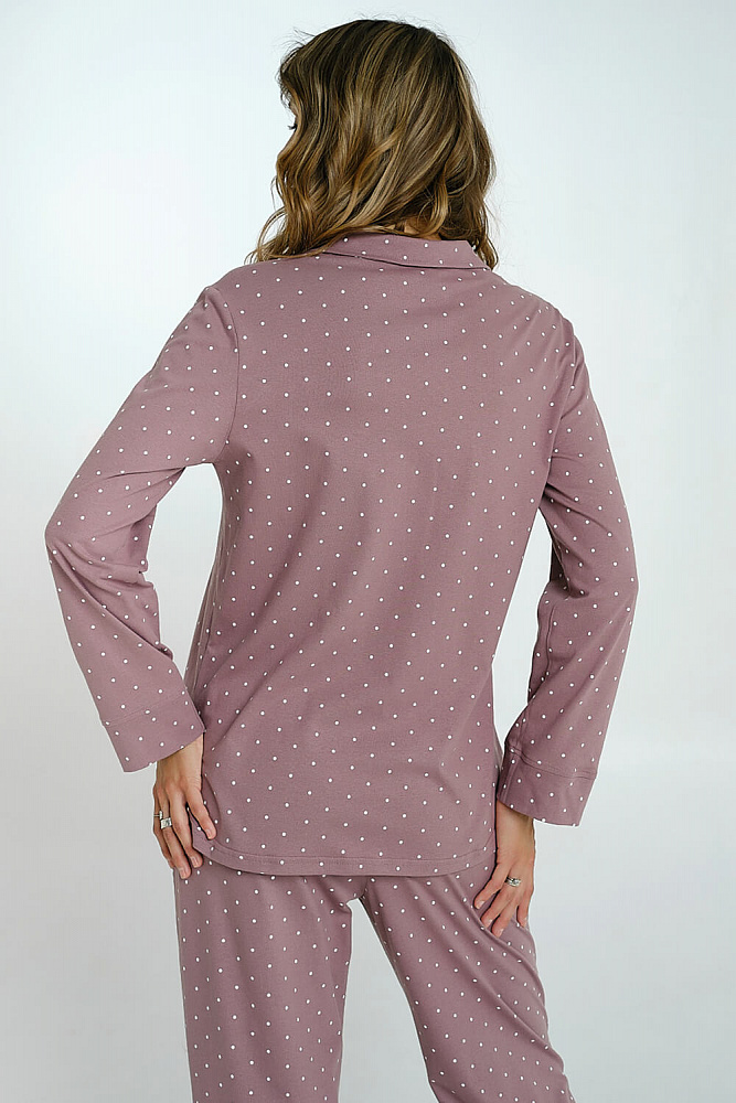 Рубашка из хлопка с длинным рукавом горох Slow beauty_7447