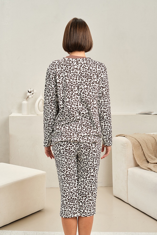 Лонгслив с принтом Kris Молочный леопард_17290