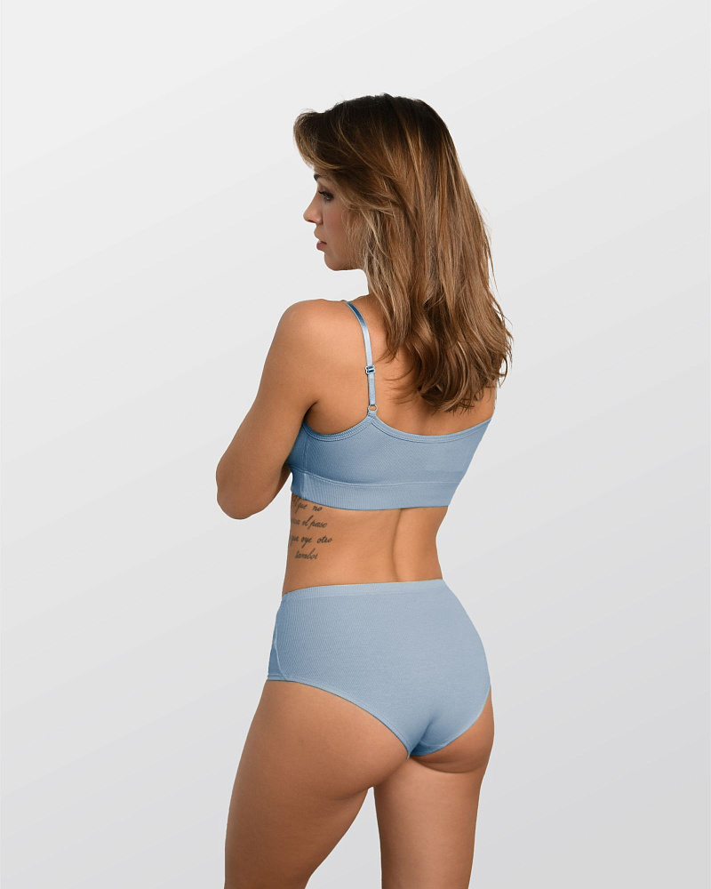 Трусы трикотажные в рубчик Basic Дымчато-голубой_11996