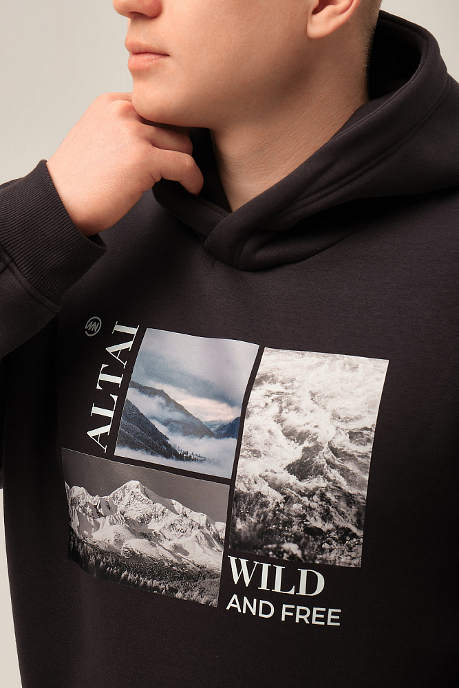 Худи мужской с принтом Rob Графит_13419