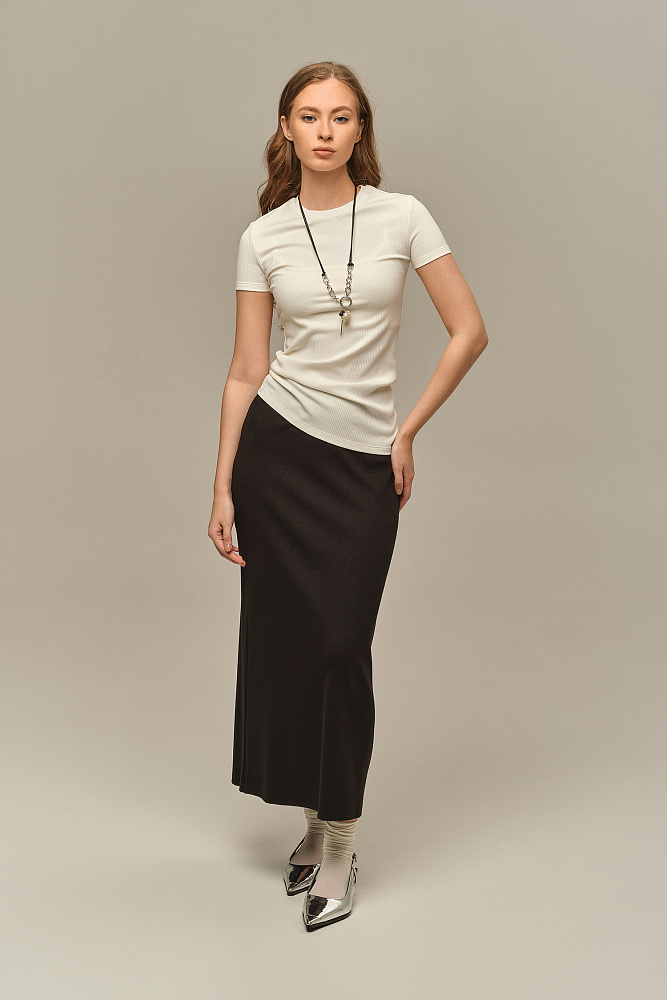 Футболка трикотажная в рубчик Flat Молочный_15923