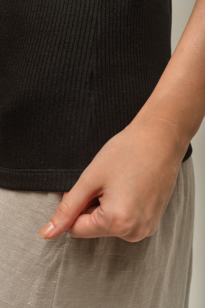 Майка Американка трикотажная в рубчик Flat Черный_16060