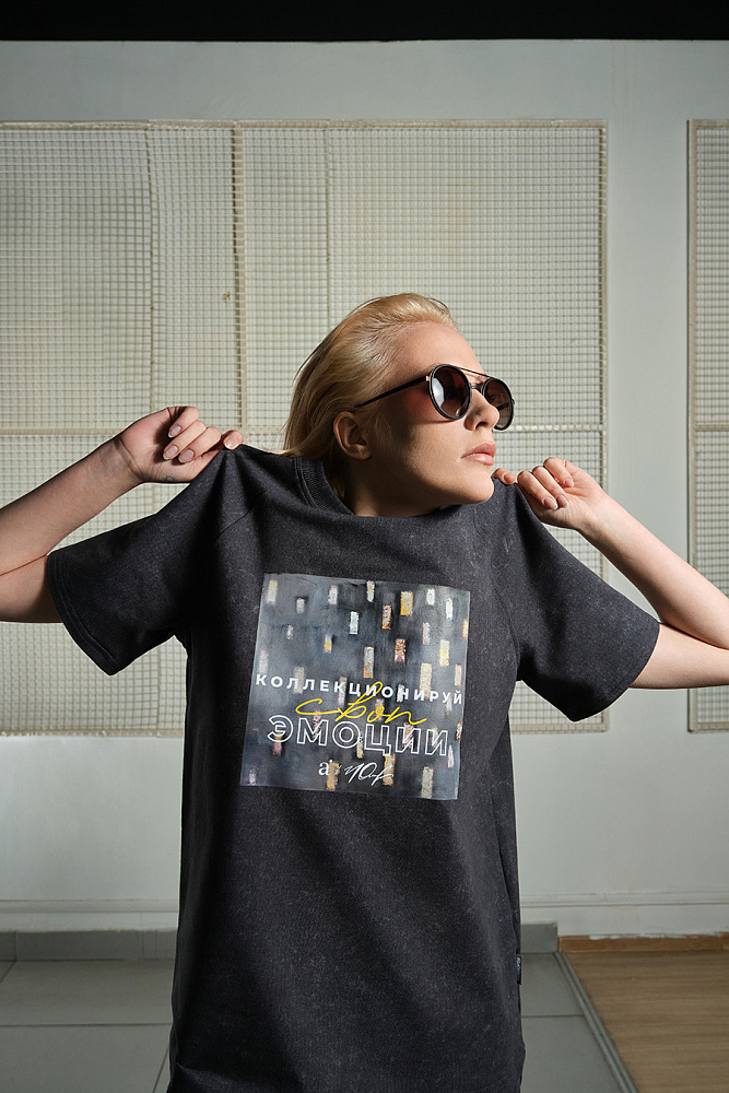 Футболка из футера двунитки с принтом Art moment Серый туман/ Эмоции_15268