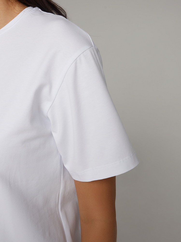 Футболка из эластичного хлопка с принтом Bloom Белый/Mini_10404