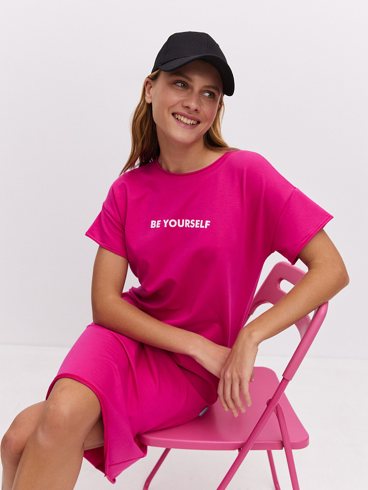 Платье длинное из футера Urban chic Фуксия_10703