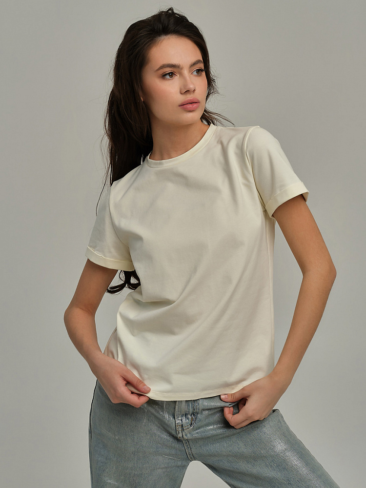 Футболка из эластичного хлопка Nelly Молочный_11101