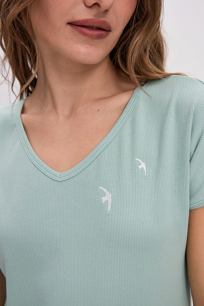 Платье в рубчик Basic Шалфей_14603