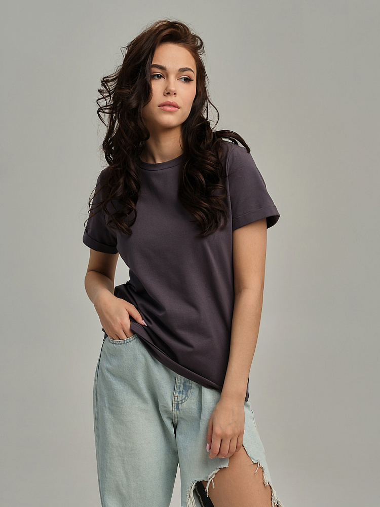 Футболка из эластичного хлопка Nelly Графит_11094