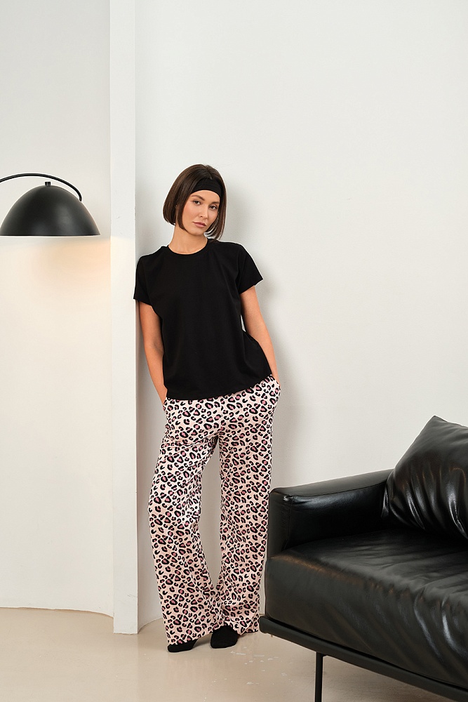 Брюки из эластичного хлопка Megan Розовый леопард_17459