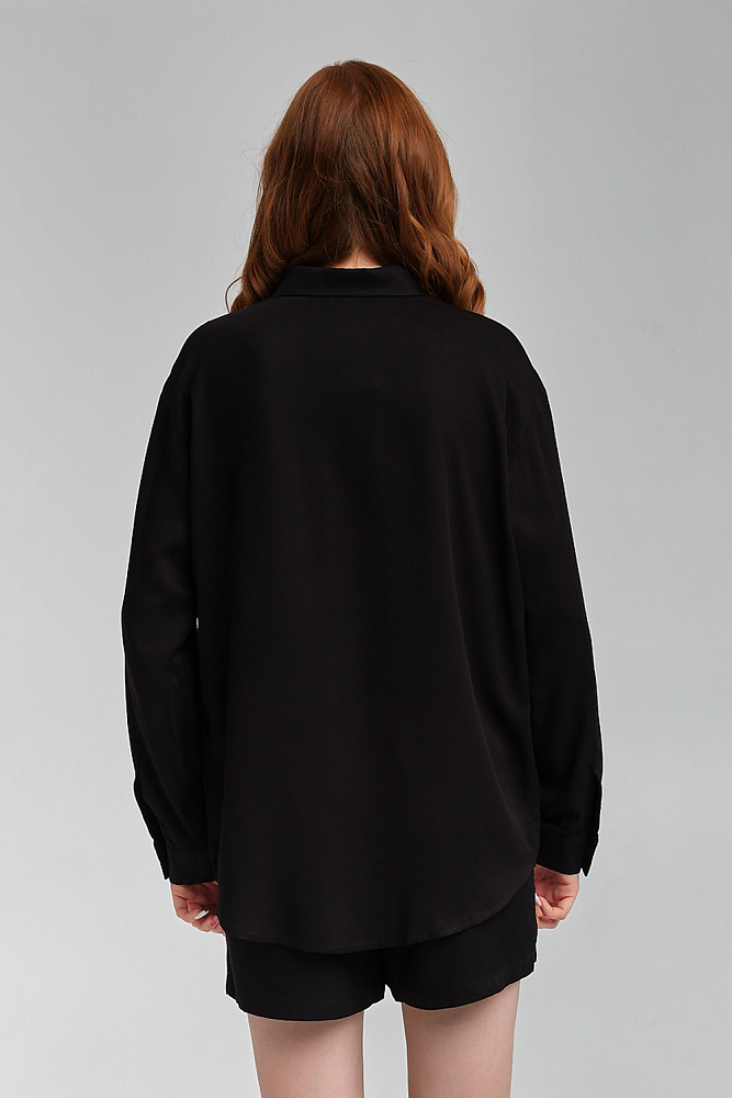 Рубашка с длинным рукавом из струящегося штапеля Pretty Черный_8999