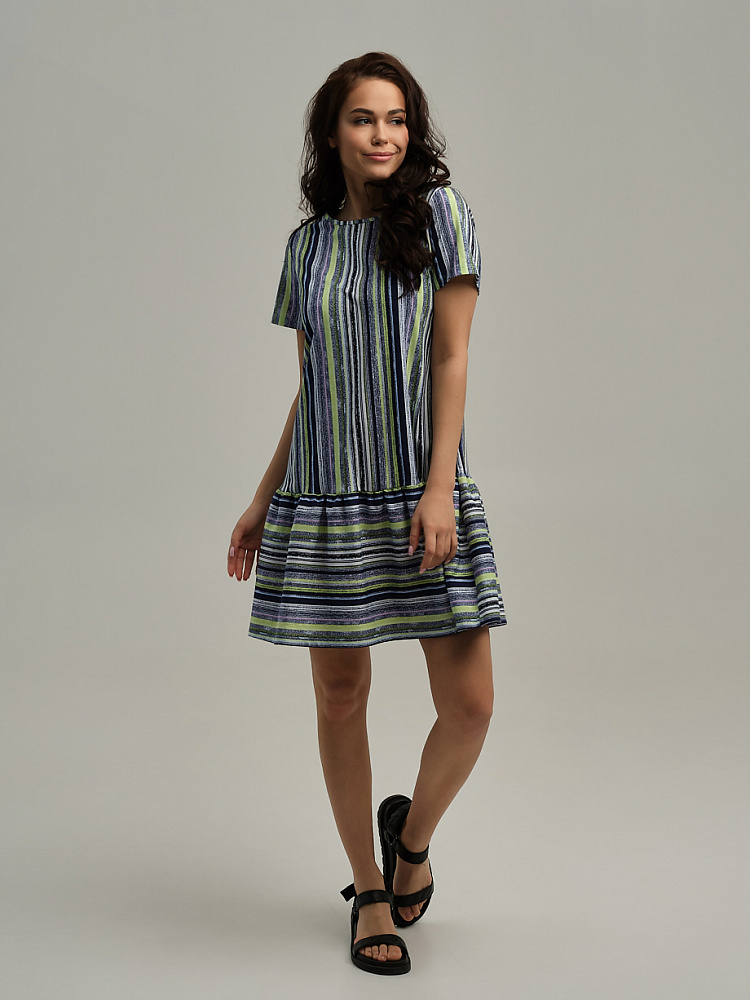 Платье из хлопка Kira Зеленый/Полоска_10565
