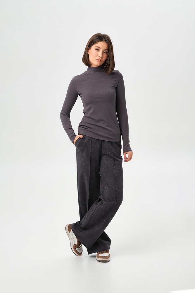 Лонгслив трикотажный в рубчик Flat Графит_16865