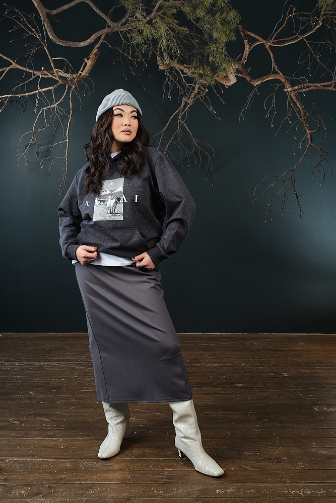 Худи из футера  Altai Серый туман/Кони_18870