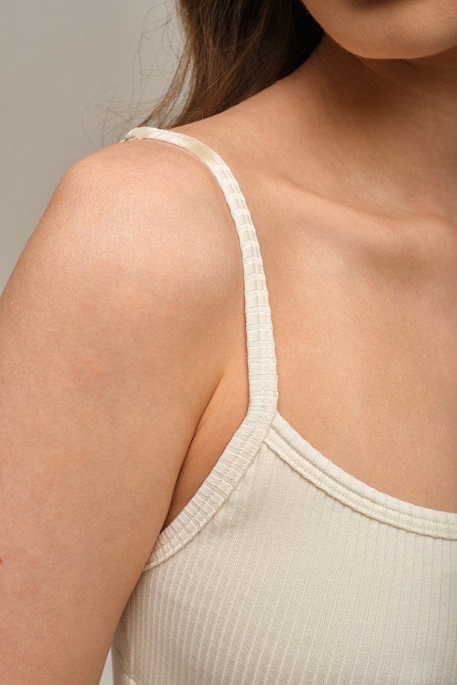 Топ трикотажный в рубчик Flat Молочный_16121