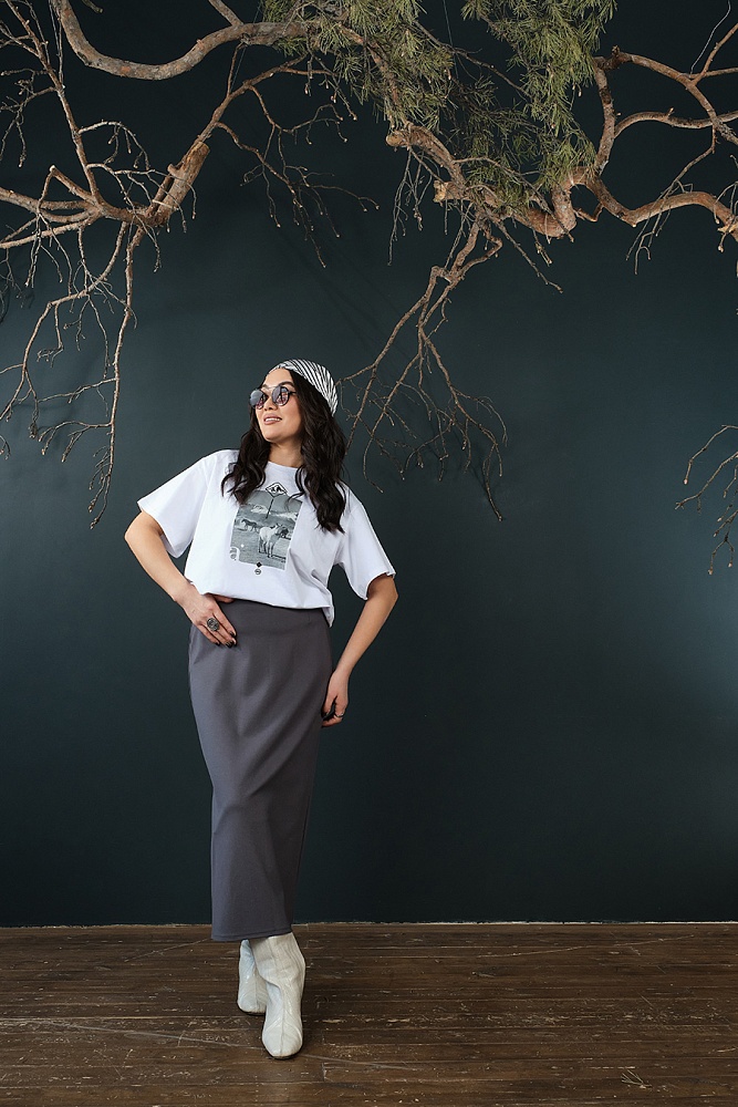 Футболка оверсайз с принтом Altai woman Белый/Кони_18857