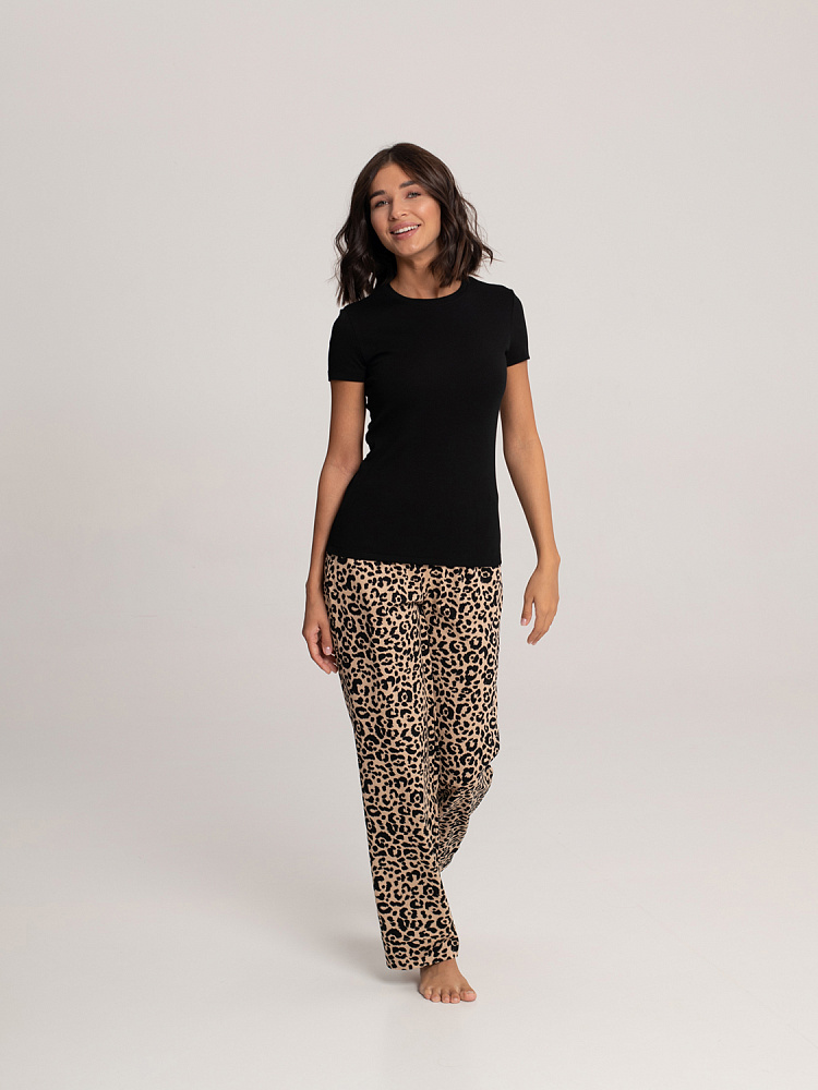 Футболка черная трикотажная в рубчик Basic _3249