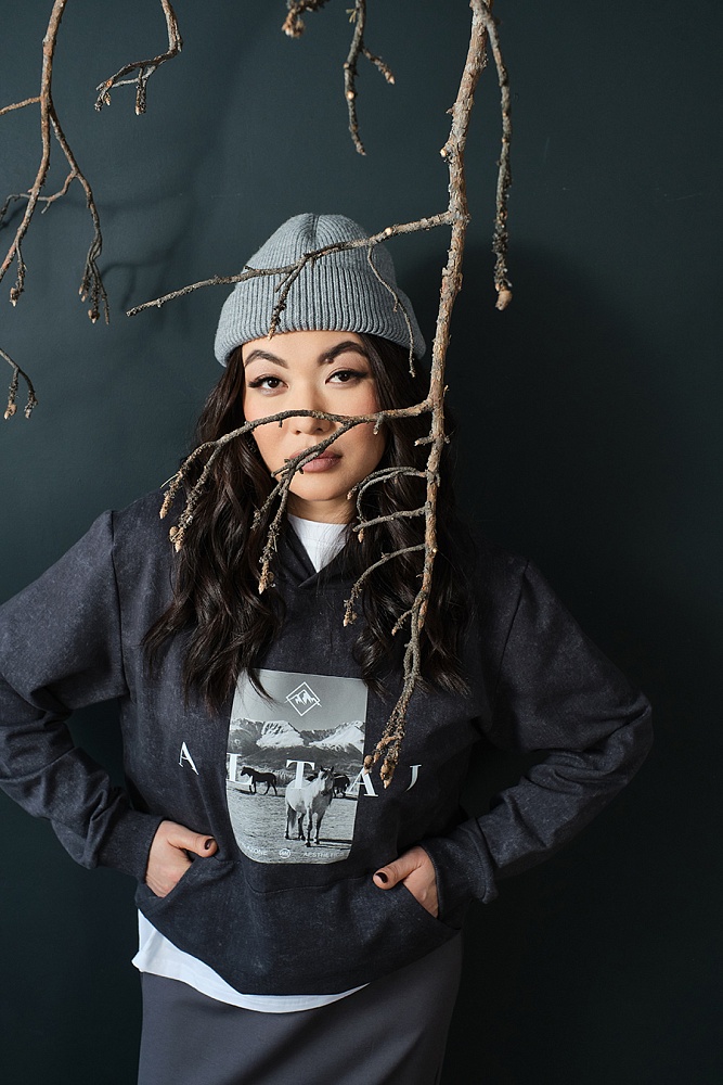 Худи из футера  Altai Серый туман/Кони_18867