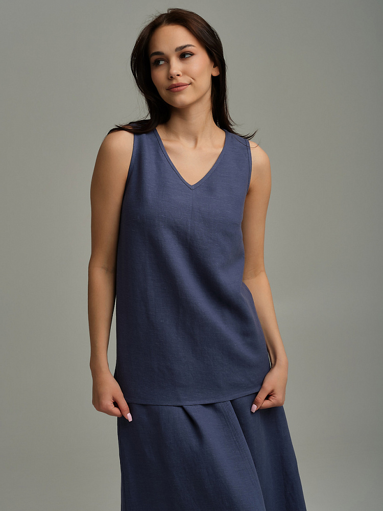 Топ изо льна Sonet Дымчато-синий_9838