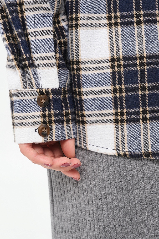 Рубашка в клетку из хлопка City Plus Джинсовая клетка_16945