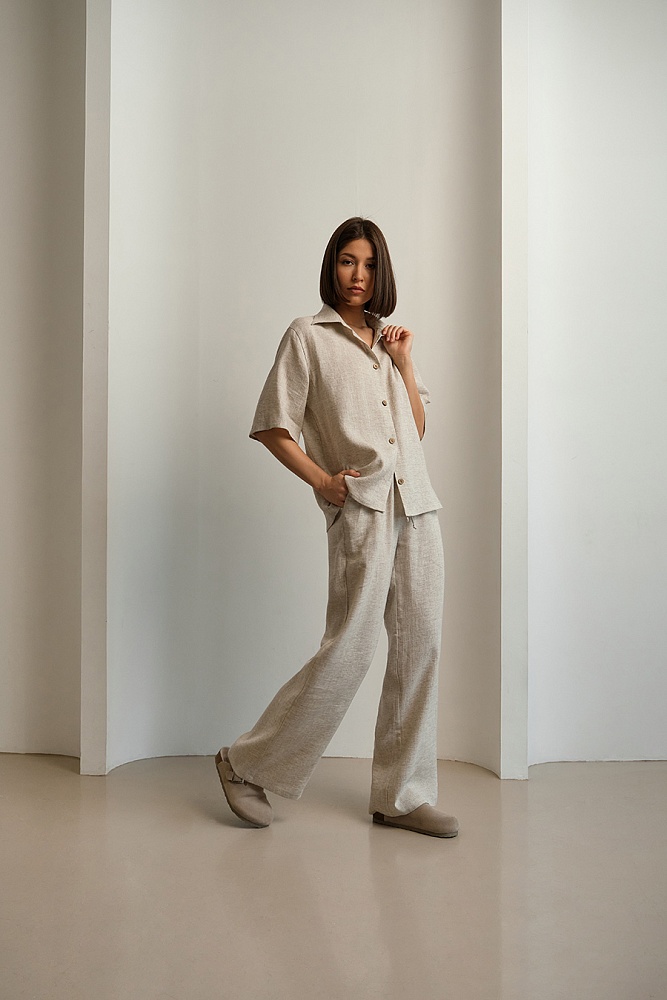 Прямые брюки изо льна Sonet Бежевый_15011